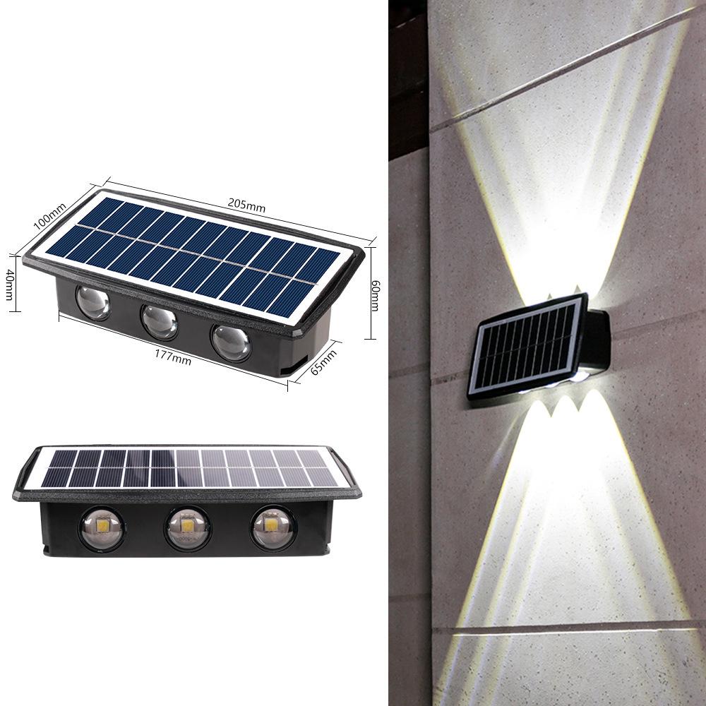 Lampă LED de perete pentru exterior, impermeabilă: Lumină solară cu funcție sus-jos pentru grădină și pereți exteriori