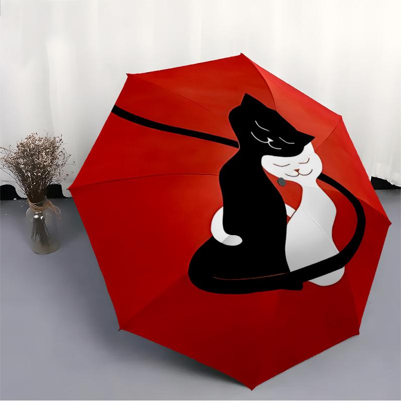 1pc Cats, Love Automatic Open/close Umbrella, 8-Rib sturdy structure, Auto Folding/Opening, Portable Travel Umbrella for Women, Parties c46