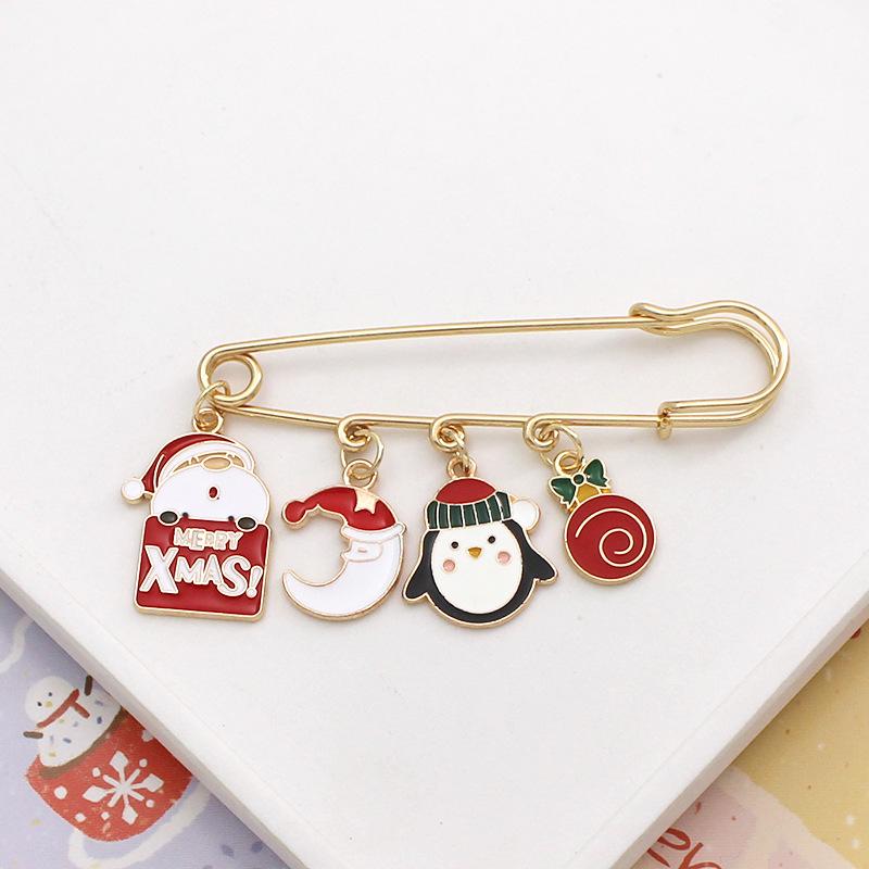 Cute Cartoon Santa Claus Enamel Alloy Brooch Christmas Party Hat Clothing DIY Decorative Pins Xmas Gift for Men Women Children