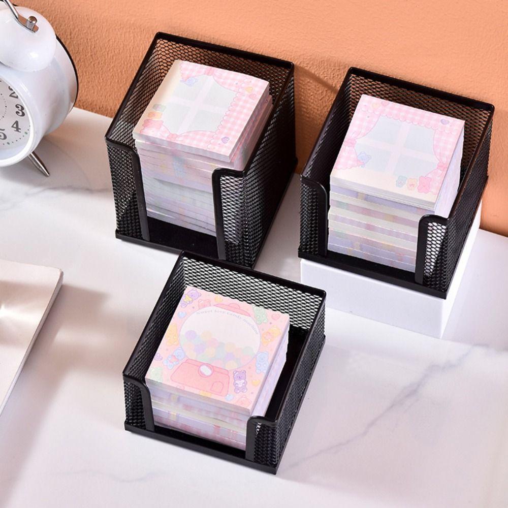 Metal Desktop Note Box Portable Storage Box New Mesh Cube Box
