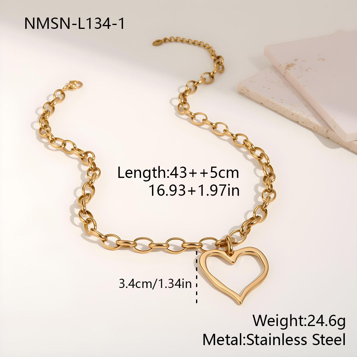GEMCHIC Women s Irregular Heart Shape Stainless Steel Necklace Hollow Chain Design Statement Jewelry