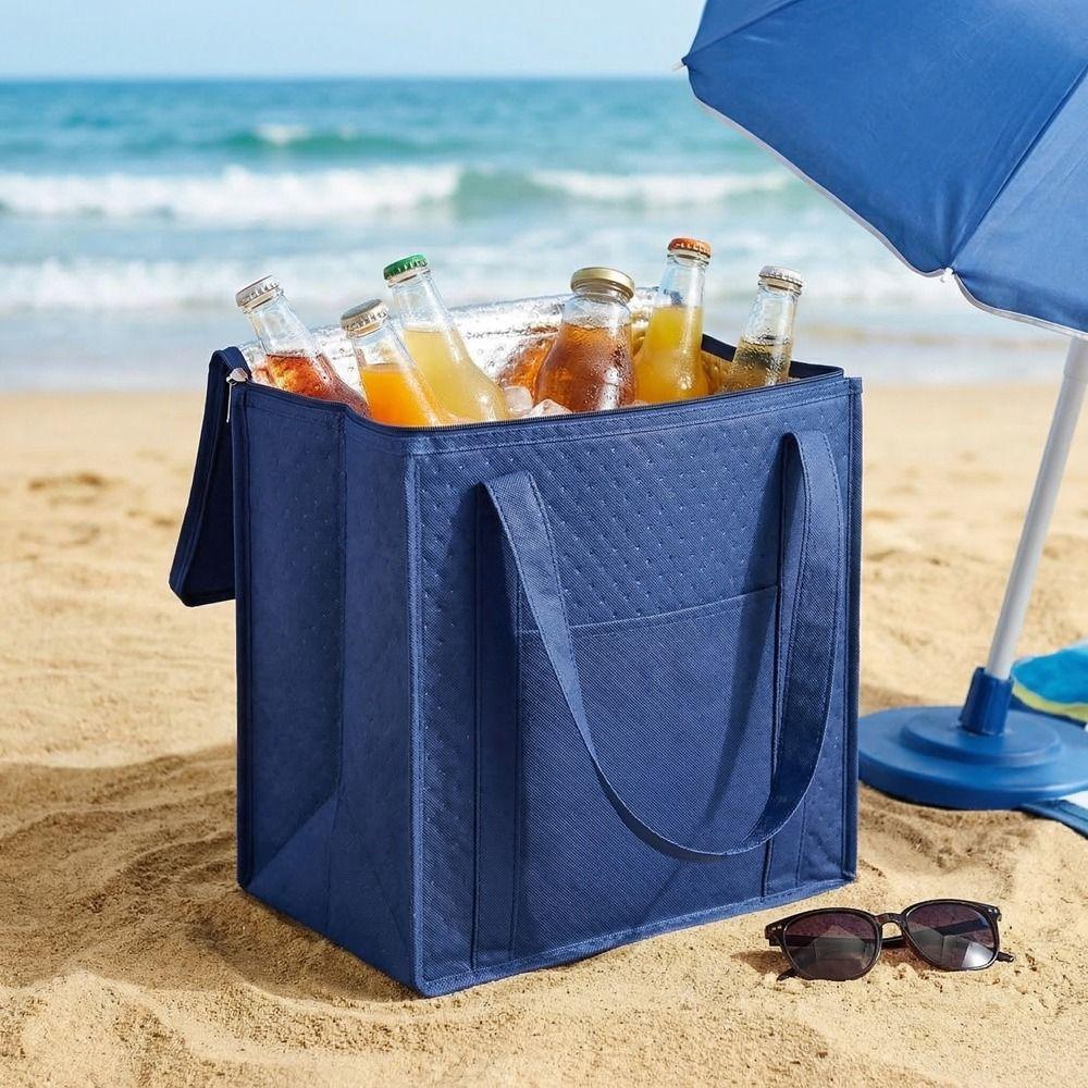 Non-woven Fabric Insulated Shopping Bags Reusable Thermal Cooler Bag  for Camping