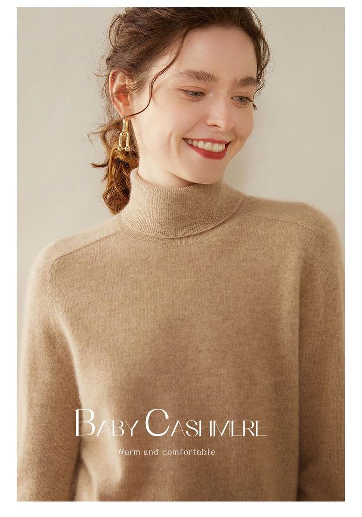 Women's High-Neck Cashmere Sweater - Autumn/Winter Loose Fit Long-Sleeve Pullover