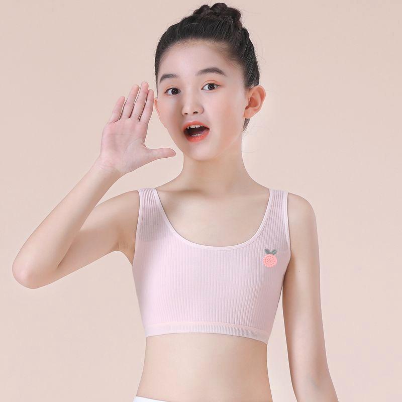 8-16 Years Girls' Cotton Bandeau, Puberty Developmental Camisole with Spaghetti Straps, Training Bra for Primary & Junior High School Students