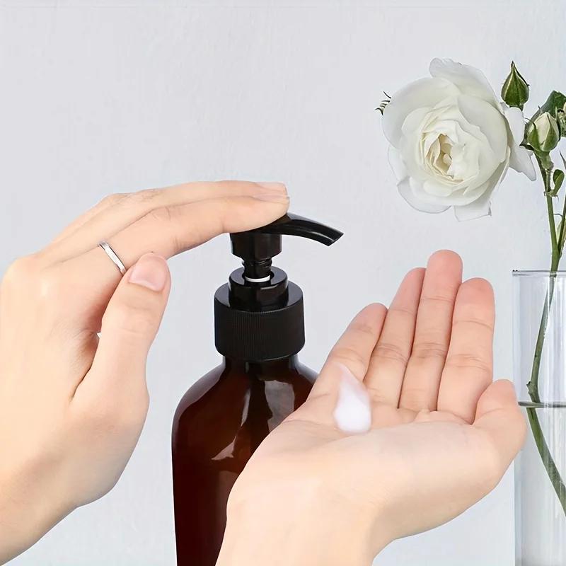 1 Stück 300ML 500ML Badezimmer Seifenspender Bernstein Shampoo Lotion Behälter Druckpumpe Nachfüllbare Flasche für Badeseife Gel Kosmetik