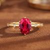 Classic Cultivation Oval Pigeon Blood Red Corundum Ring Female High Sense Temperament Light Luxury Versatile Commuter Golden Treasure Girl
