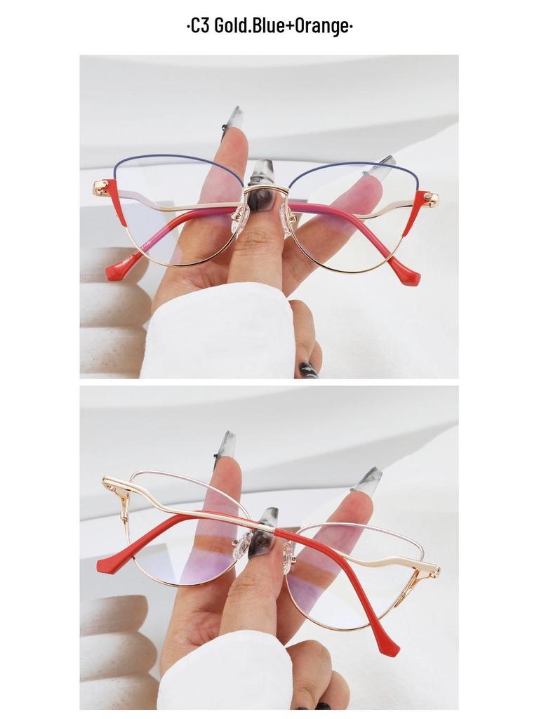 Cat-Eye Photochromic Glasses: Anti-Blue Light Metal Frame, Internet Celebrity Style