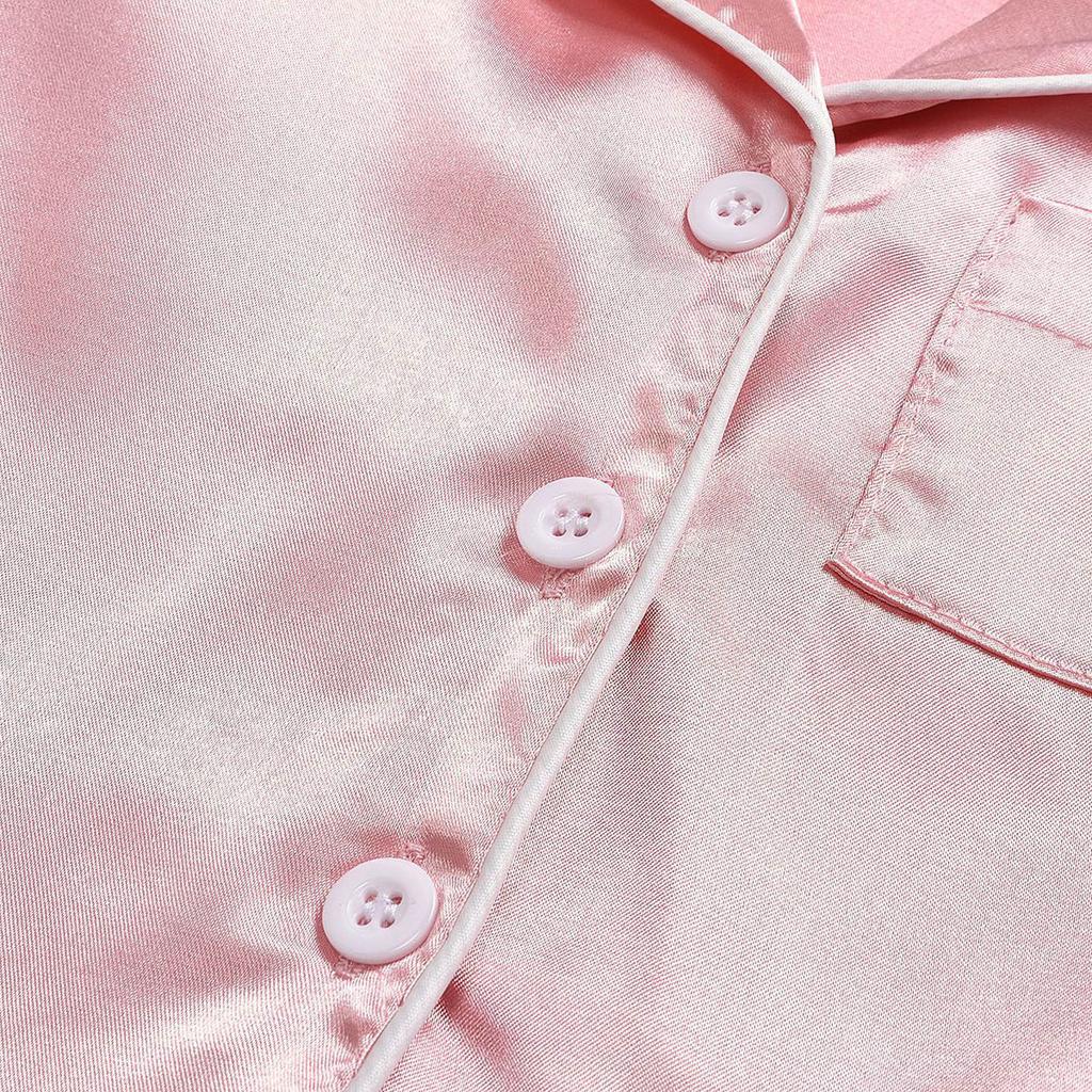Produktbild von Kinder-Satin-Pyjama Set – Langarm-Hemd & Hose Mit Schleifen-Druck, Elastischem Bund