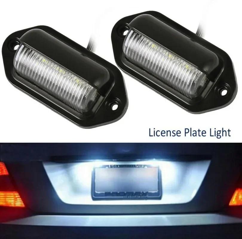 6 LED Car License Plate Light Bright Tag Lamp for Truck SUV RV Trailer Van 12V White Exterior License Plate Light Automotive Car