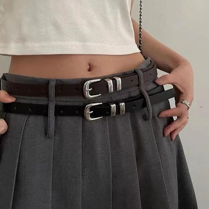 Chic Minimalist Womens Belt With Silver Metal Circle Buckle Perfect For Outfits