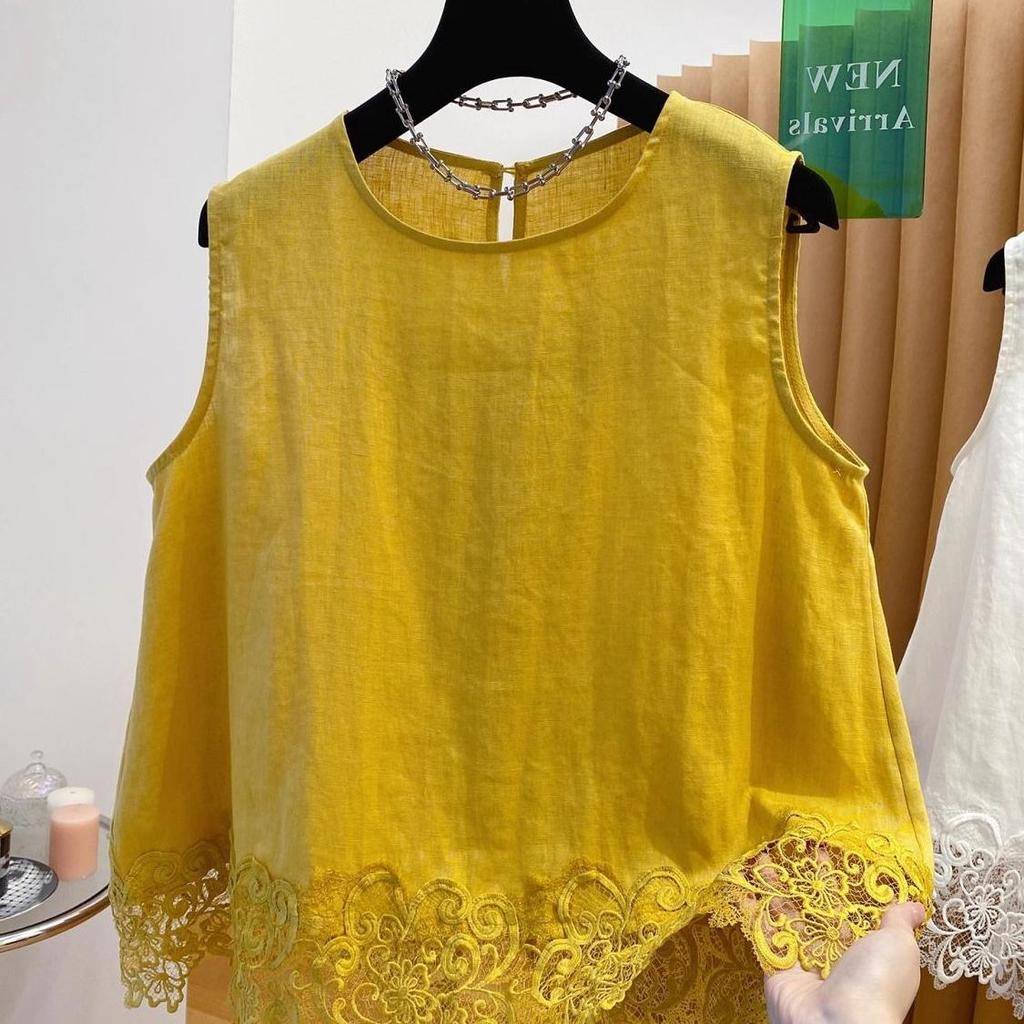 2026 Sleeveless Slimming Lace Camisole - Age-Reducing Patchwork Bow Top for Women's Summer Commute