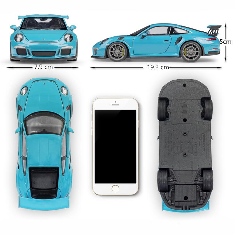 1/24 WELLY Porsche 911 GT3 RS sulamist sportauto mudel survevalu metallist mänguasja võidusõiduauto mudel High Simulation Collection, kingitus lastele