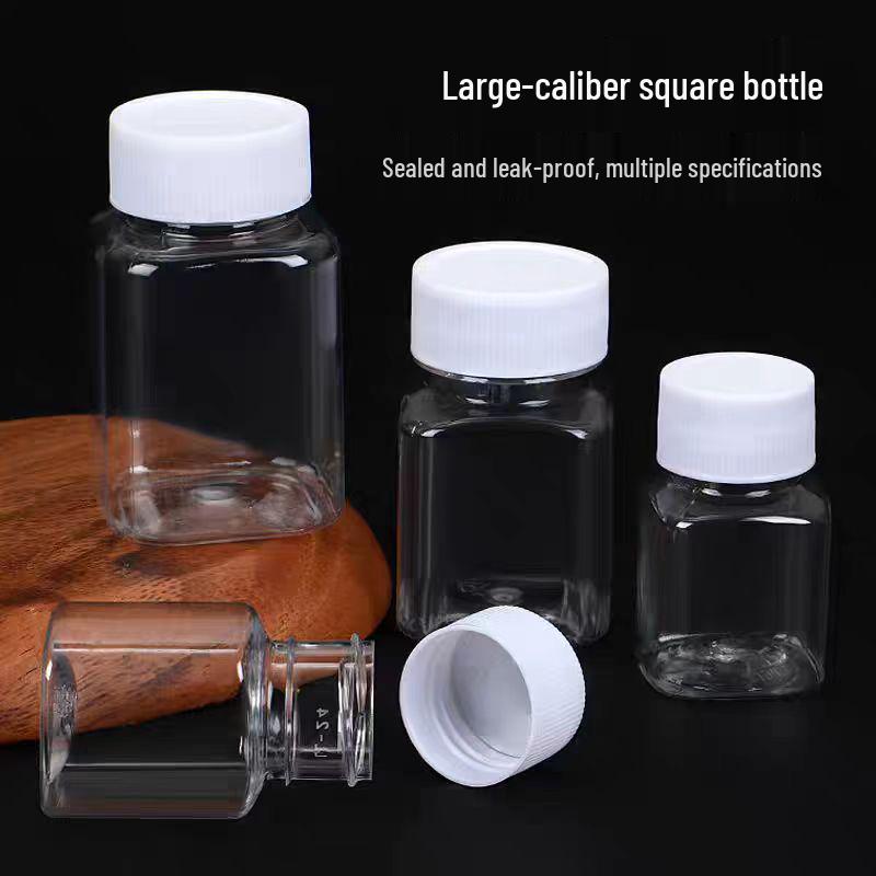 30ml Wide Mouth Food Grade Plastic Bottle – Small Square Sample or Medicine Dispenser.