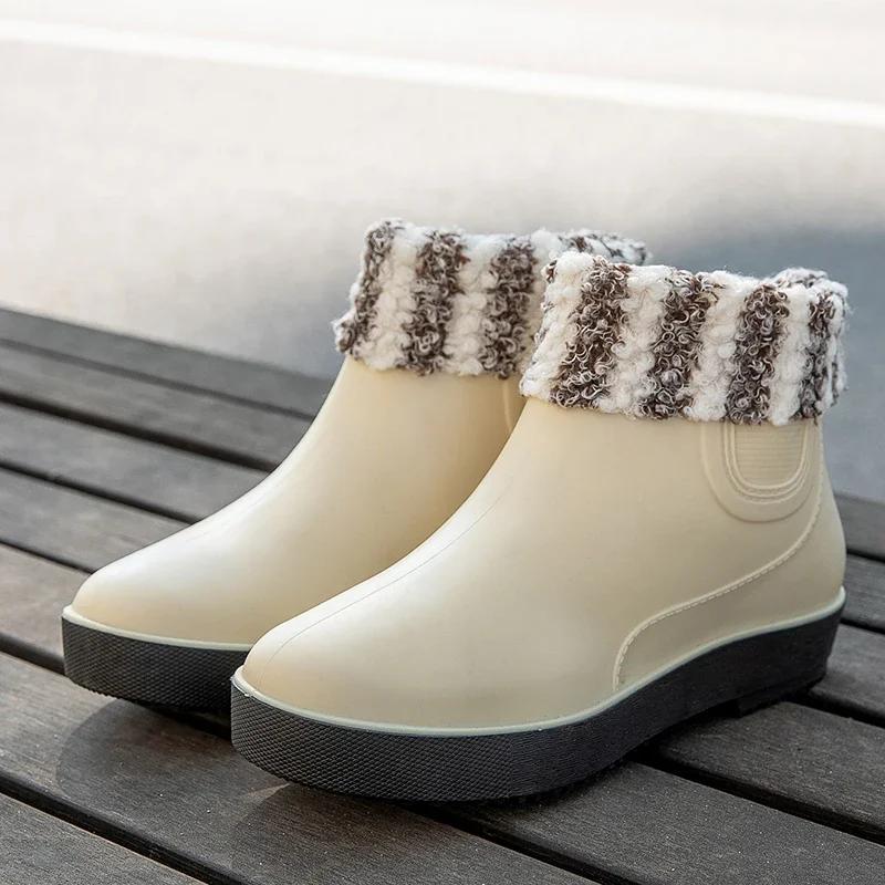 Fashion Rain shoes women's Korean version anti slip rain boots short tube fashionable external style new rubber shoe cover