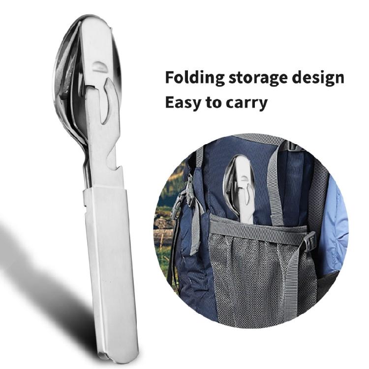 4Pieces Stainless Steel Camping Utensils Set Portable Outdoor Cutlery for Hiking Backpacking Travel Corrosion Resistant