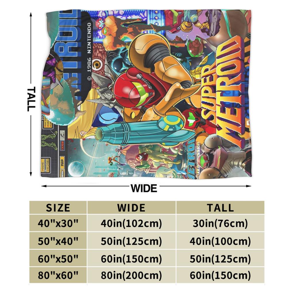 Metroid Hrdina Hra Hodit Deku na Pohovku Měkká Útulná Plyšová Deku 50x60 Palců Vícevelikostní Přehozy na Postel pro Všechna Roční Období