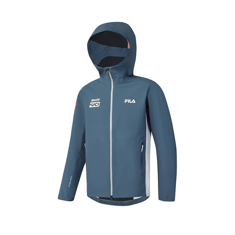 FILA Cycling Fashion Versatile Sports Hooded Long Sleeve Waterproof Windproof Warm Jacket Men Jacket Dark-Reef-Blue A11M518702F-DB