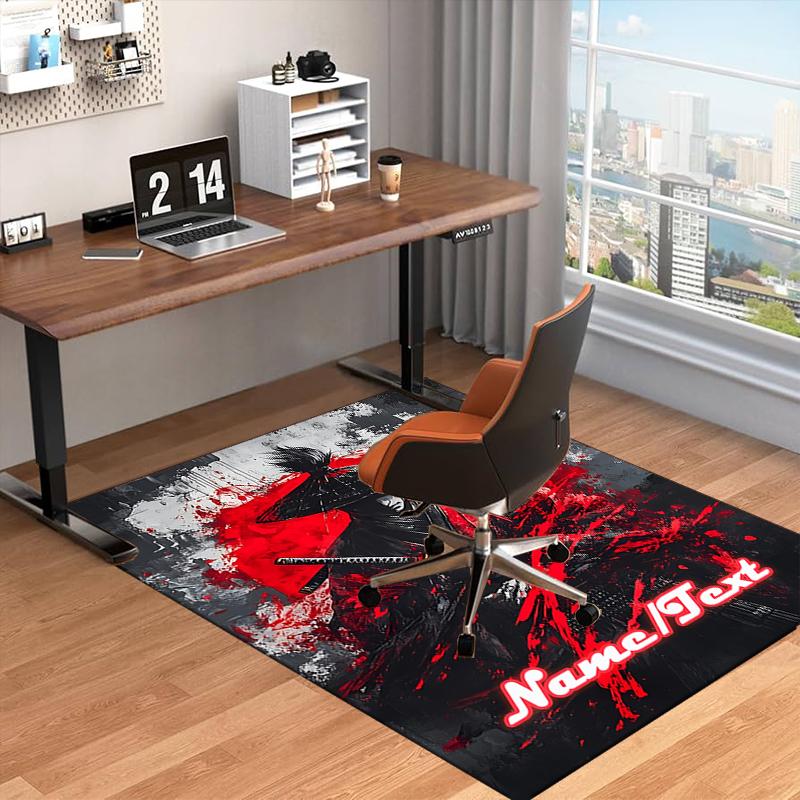 1PC Custom Name Samurai Warrior Art Theme Floor Mat Ideal for Living Room, Game Rooms, Office, Bedroom,Floor Mat Playful Design