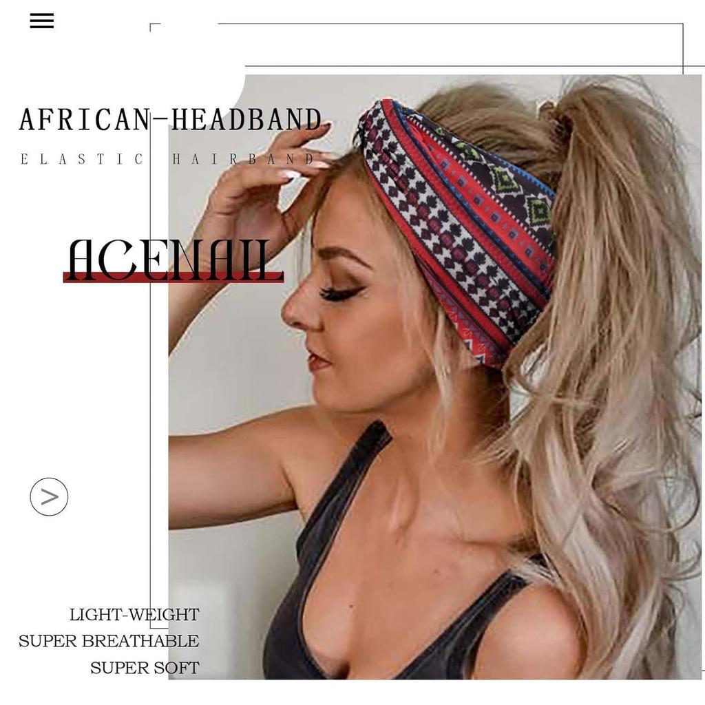 Bohemian Ethnic Print Sweat-Absorbent Wide Headband for Women