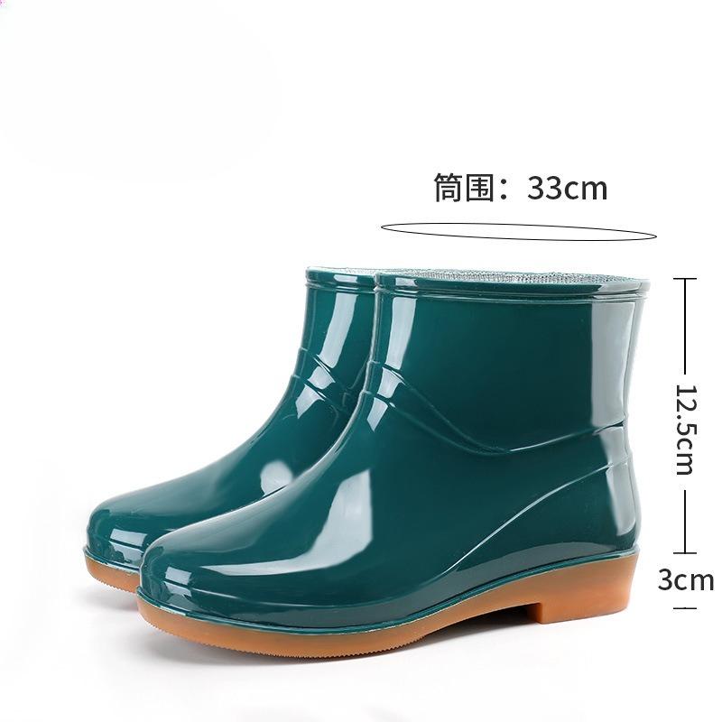 Autumn and Winter Velvet Waterproof Short Tube Women's Rain Boots Round Toe Outdoor Anti Slip Garden Shoes Durable Rubber Boots
