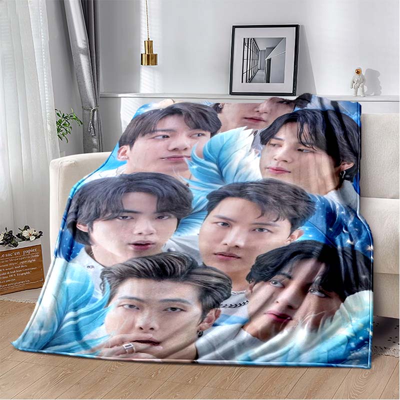 BTS Suga Min Yoongi Cartoon Collage Flanell Überwurfdecke Weich Warm Sofa Bettbezug Für Kpop ARMY Fans Schlafzimmer Heimdekoration Geschenk