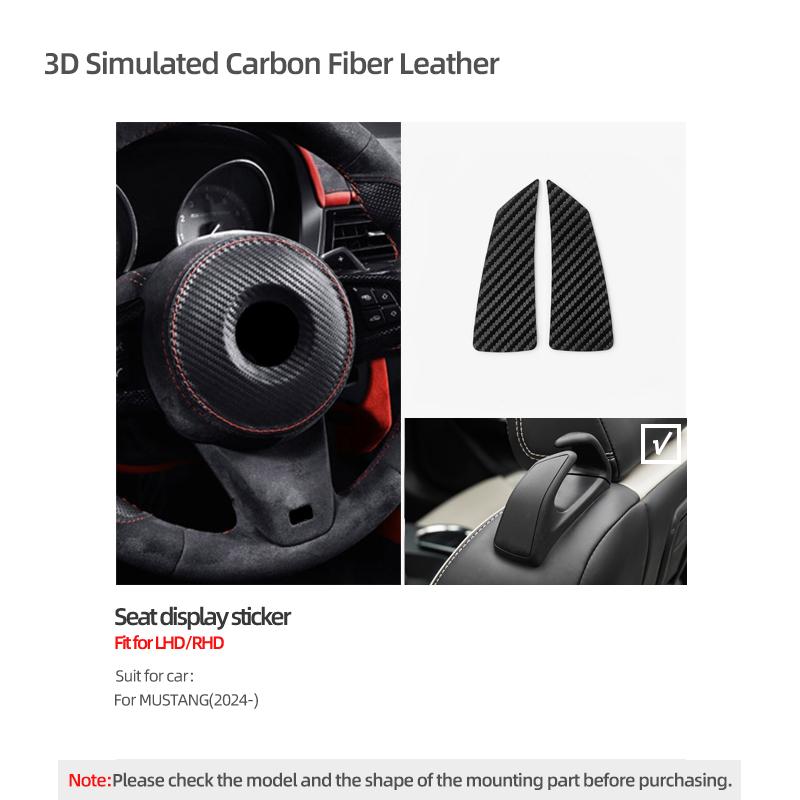 

For Ford Mustang GT 2025- Made of Alcantara/Carbon Fiber Leather Seat Armrest Display Trim Stickers Car Interior Accessories
