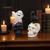 Creepy Party Table Decorations Gothic Halloween Skull Figurine, Spooky Ghost/Raven on Statue, Dark Aesthetic Room Decor Resin Tabletop Ornament