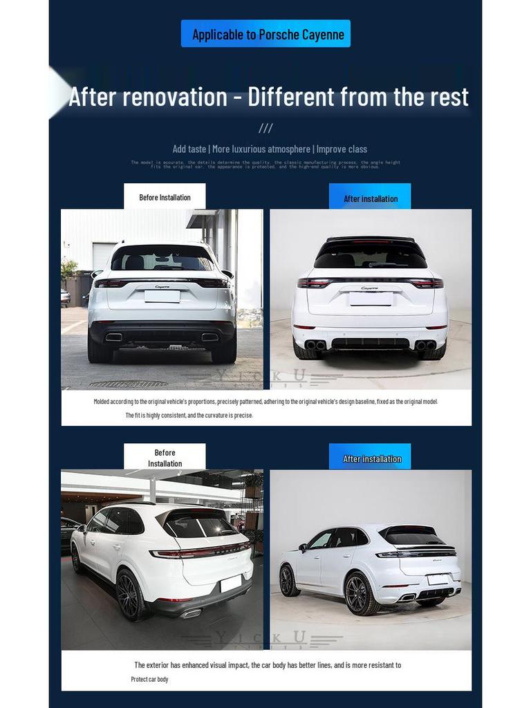 Carbon Fiber Rear Diffuser & Roof Spoiler for Porsche Cayenne (2018-2025) - Techart Style