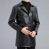 Autumn and Winter Leather Mid-length Suit Collar Sheepskin Coat Sheepskin Men's Leather Windbreaker Plus Velvet Jacket