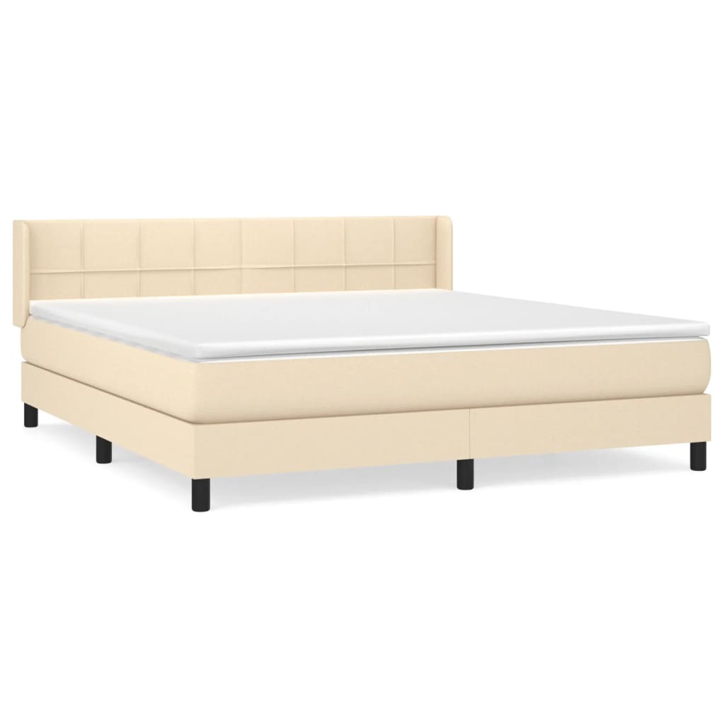 Vidaxl Continental Bed with Mattress, Cream, Fabric, 160X200 Cm