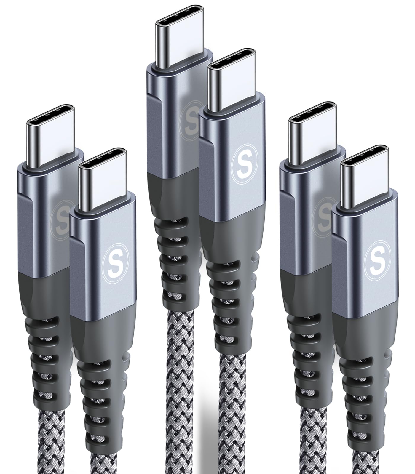 

Кабель PD 60 Вт Быстрый кабель USB C - USB C для iPhone Совместим с iPhone 15 Pro iPad MacBook Samsung Galaxy Sony и другими устройствами Type-C [2 м/3 шт.,