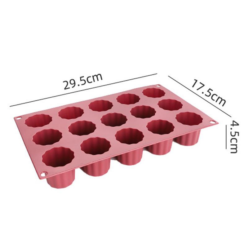 15-dílná silikonová forma na cannelé, formy na dorty, formička na cupcakes a muffiny, nepřilnavá forma na pečení cannelé, forma na pudink, pro kuchyňské doplňky