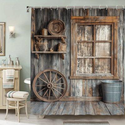 A Rustic Charm Shower Curtain: Bring the Warmth of the Countryside Into Your Bathroom with This Vintage Design Featuring