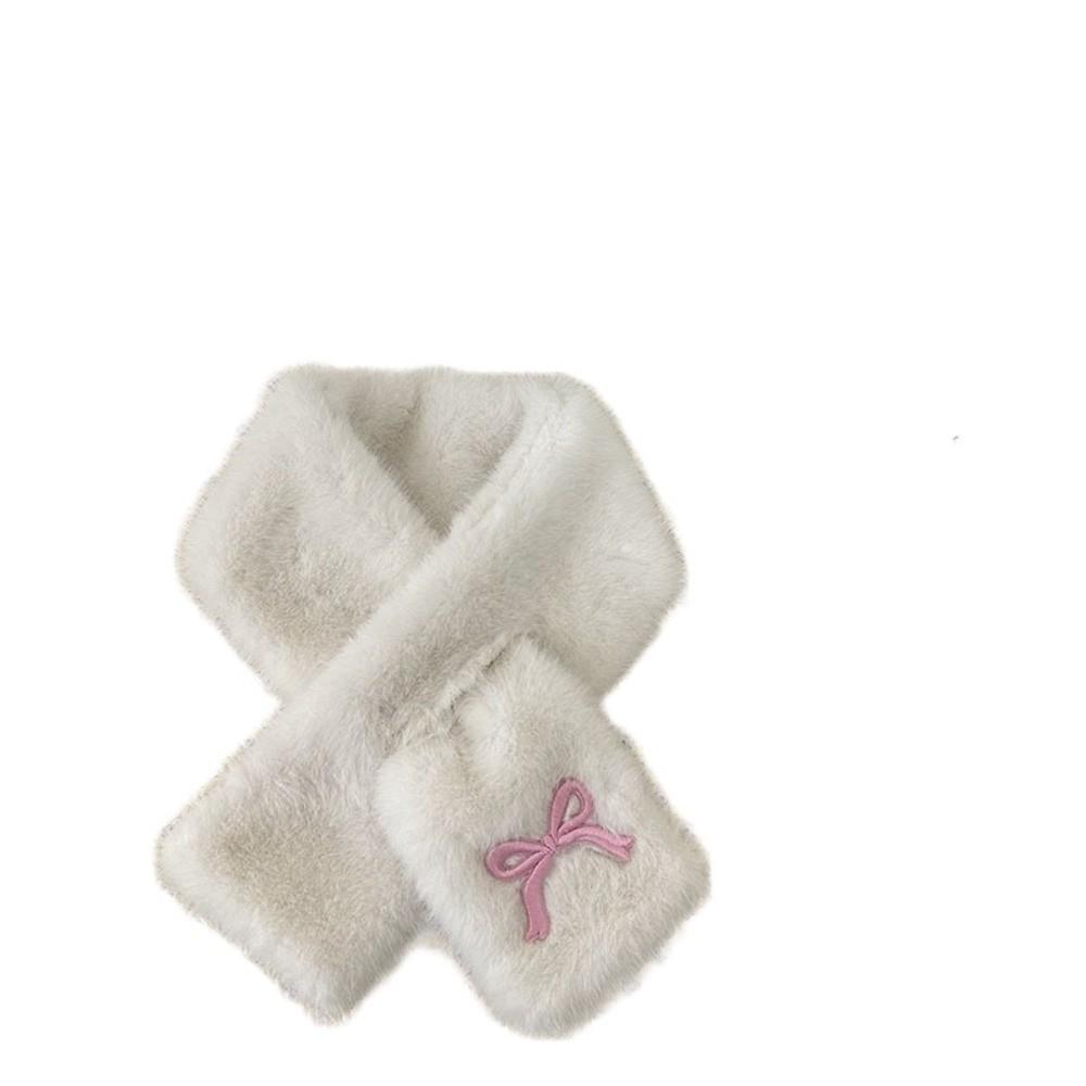 Solid Color Bowknot Scarf Korean Style Kids Plush Scarf Sweet Anti-Cold Neckerchief Gifts