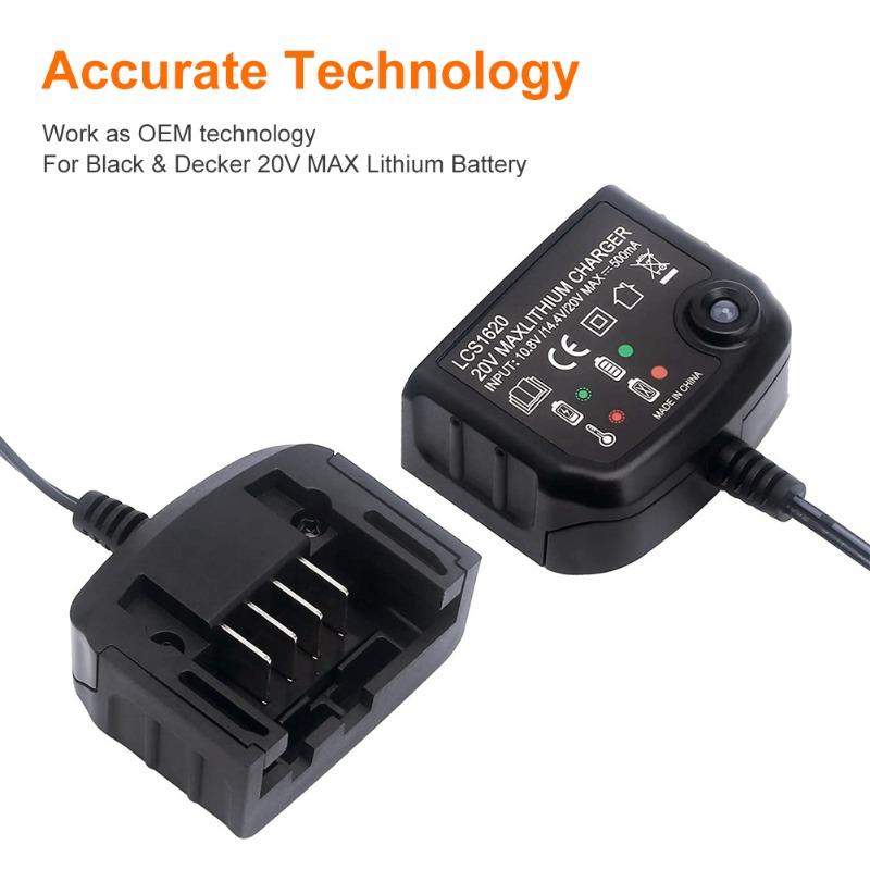 US/EU/UK/AU Plug 20V Lithium Battery Charger Compatible with For Black&Decker 20V LBXR2020-OPE, LB2X3020-OPE Lithium Batteries