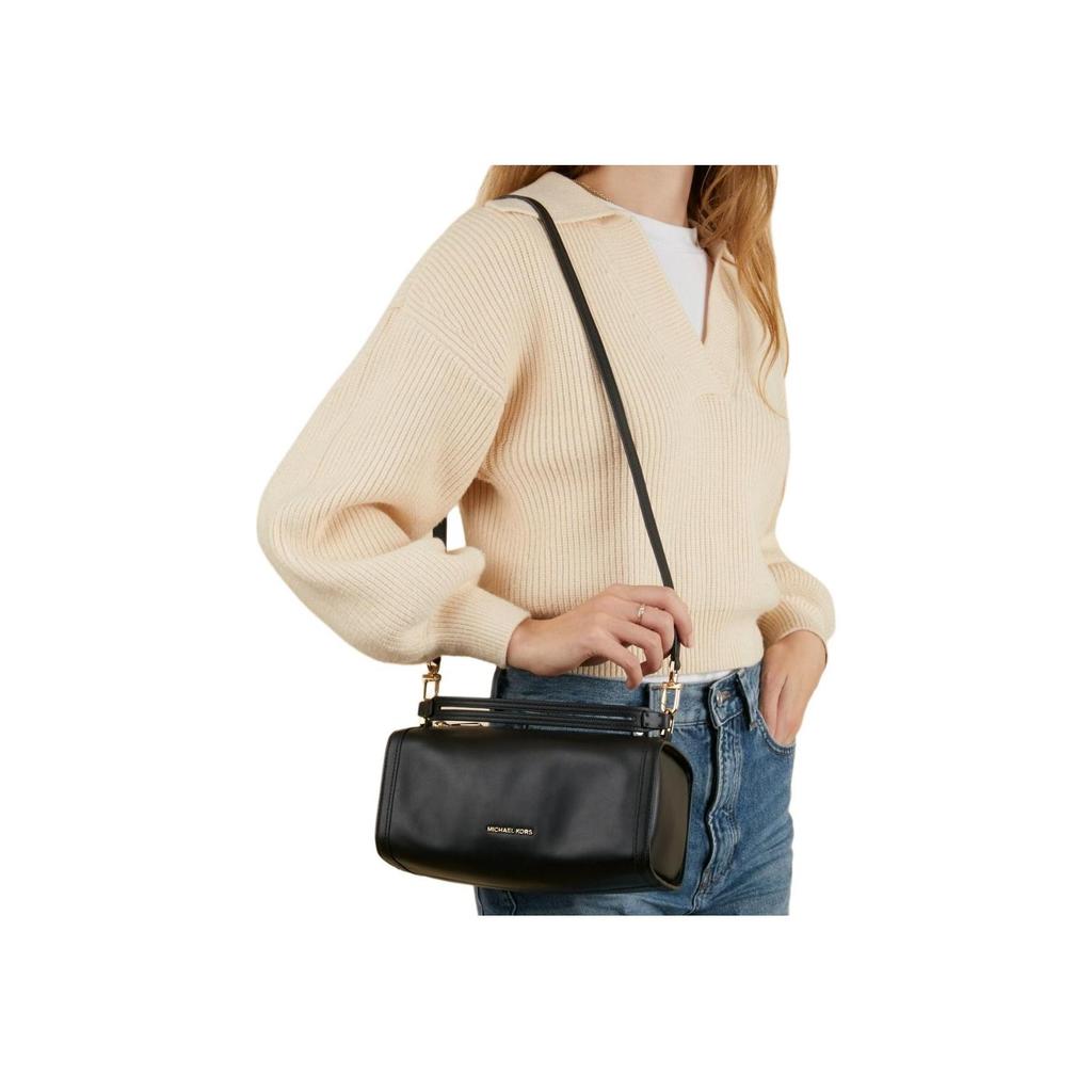 Michael Kors Small Leather Tote Bag With Gold Hardware And Zipper Closure Women Tote Bags Black 32F4G5OC5L-BLACK