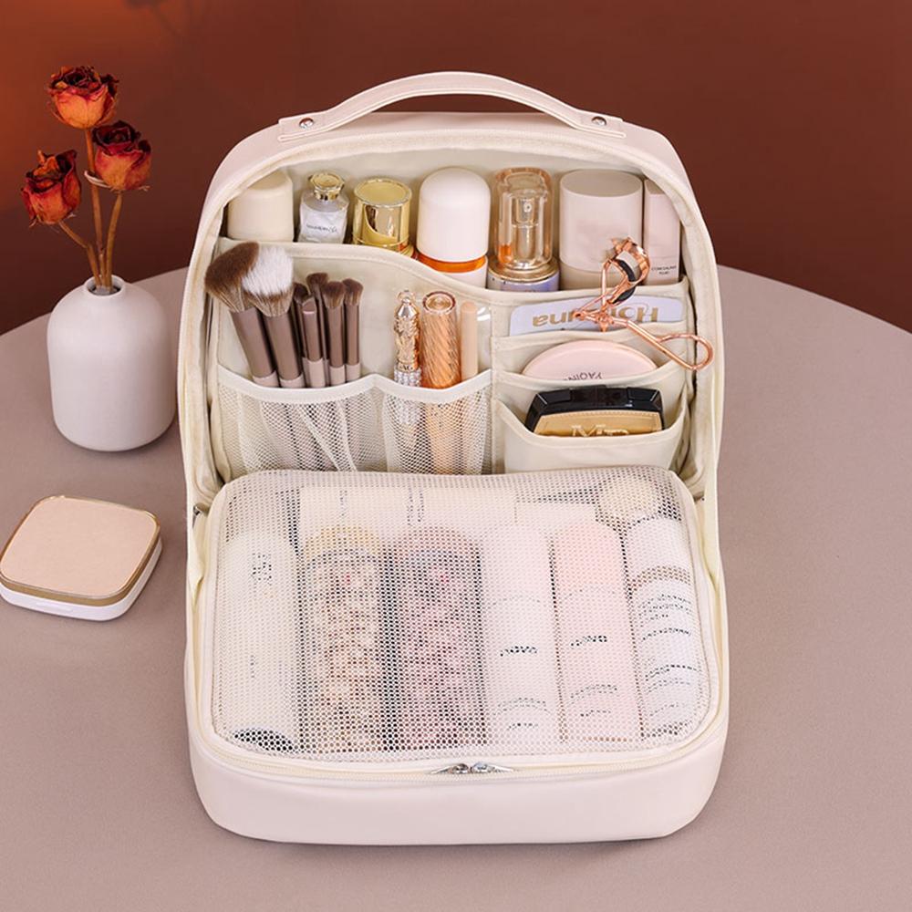 8098 Large Capacity Portable Makeup Bag For Travel Luxury Toiletry Organizer Double Layer Waterproof Cosmetic Case