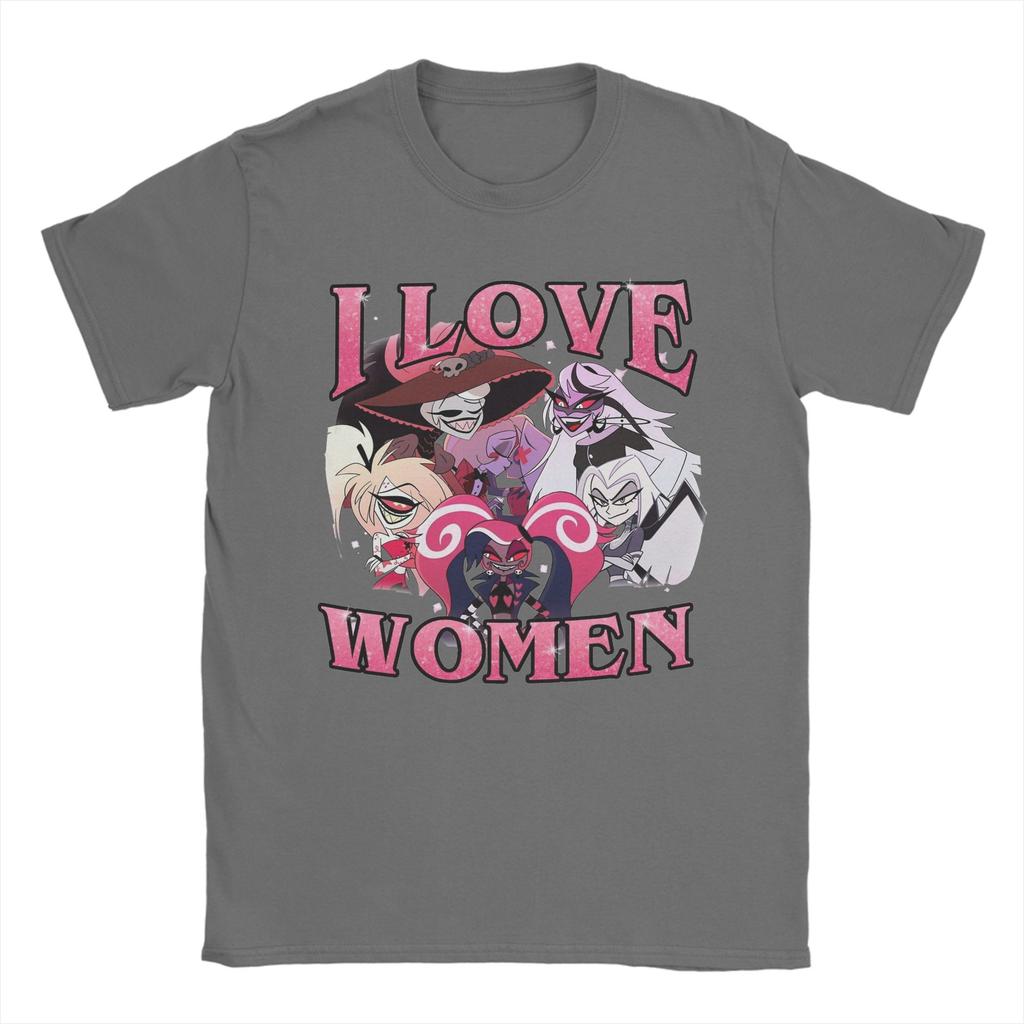 Men's Hazbins Hotels I Love Women T Shirts Cotton Clothes Vintage Short Sleeve Crewneck Tees Plus Size T-Shirts
