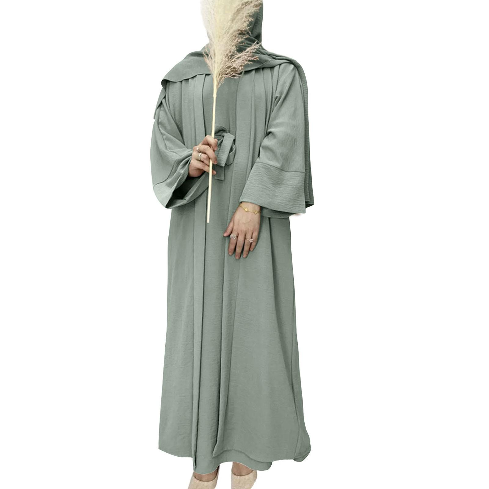 

Мусульманское женское платье, комплект из двух частей с поясом, женский халат + длинная юбка (Хиджаб не входит в комплект) M