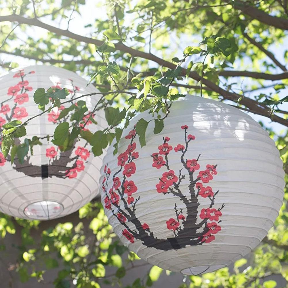 30cm Plum Blossom Round Paper Lantern Lamp Chinese Oriental Style Spring Festival Restaurant Wedding Home Decor Gifts