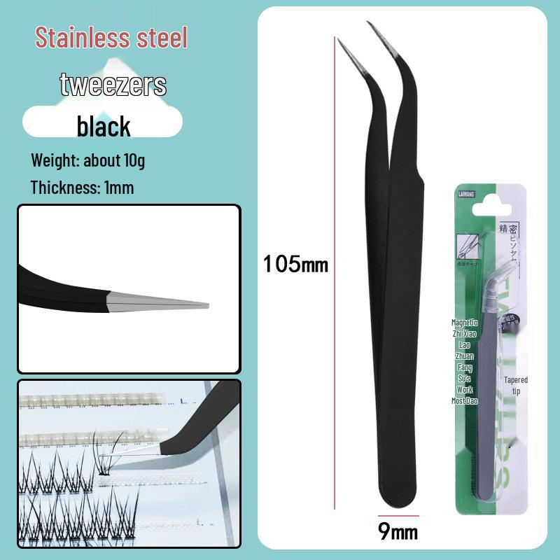 Colorful Stainless Steel Curved Tweezers for False Eyelashes and Planner Clips