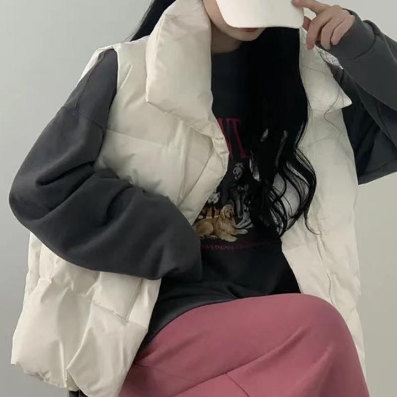 Modă Coreeană Iarnă Veston Cald Căptușit cu Bumbac Femei Guler Înalt Culoare Solidă Versatil Jachetă Casual Drăguță Largă Haine Design Nou