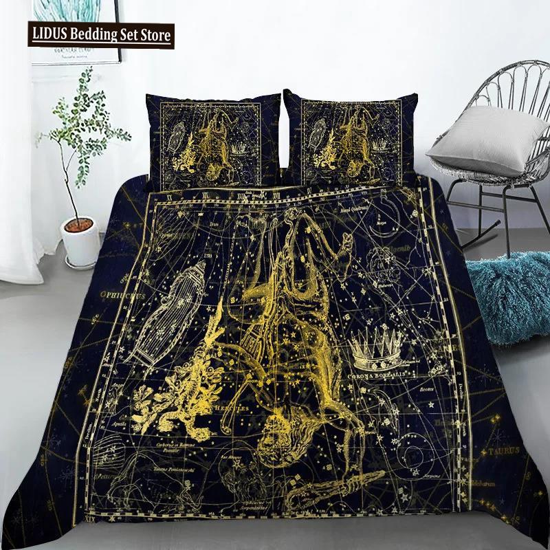 

Constellation Duvet Cover Yellow Constellation King Size Bedding Set For Astronomy Enthusiast Soft Twin Polyester Quilt Cover EU single(135x200cm)