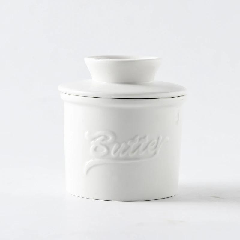 Multi Color Butter Crock with Lid Modern Round Ceramic Butter Holding Plates Butter Keeper Cheese Storage Container