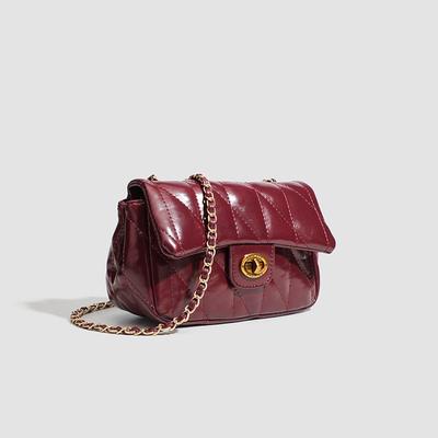 City Red Maple Small Square Bag Women's New Red Chain Shoulder Messenger Bag