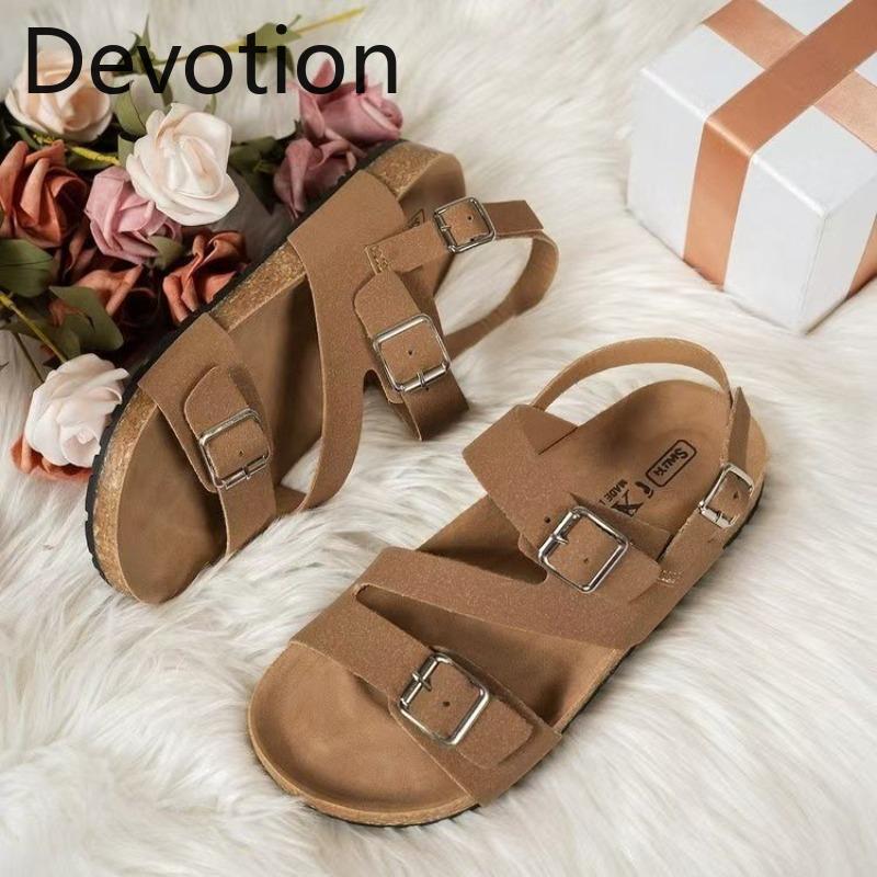 Casual One-shoulder Shoes Women's Button-up Flat Flip-flops Devotion