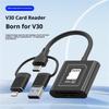 TYS-205 iP/Type-C/USB to SD/TF Card Reader High Speed Dual Slot V30 USB 3.0 Adapter for Data Transfer/Photo Backup Compatible with iOS/Android/MAC