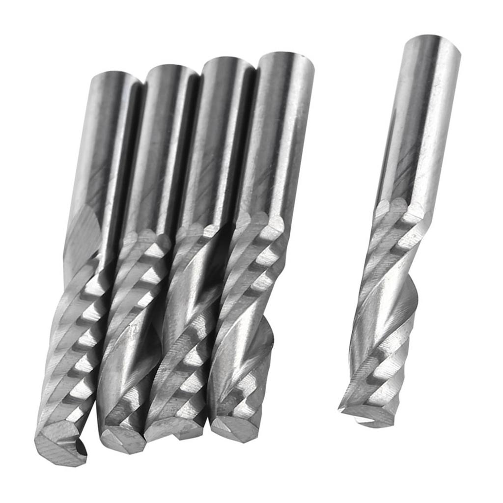 5pcs 6mm Shank Tungsten Carbide Single Flute End Mills Spiral Cutters CNC Milling Bits