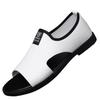 Fashion Men's Leather Open Toe Sandals Slip On Soft Comfortable Summer Dress Shoes