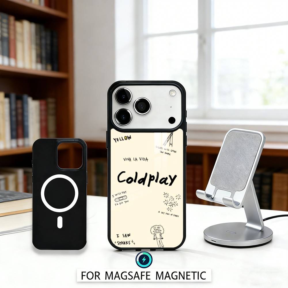 

M-Moon M-Music Coldplay Band Phone Case For iPhone17,16,15,14,13,12,Pro,Max,Magnetic For Magsafe Wireless Charging iPhone12